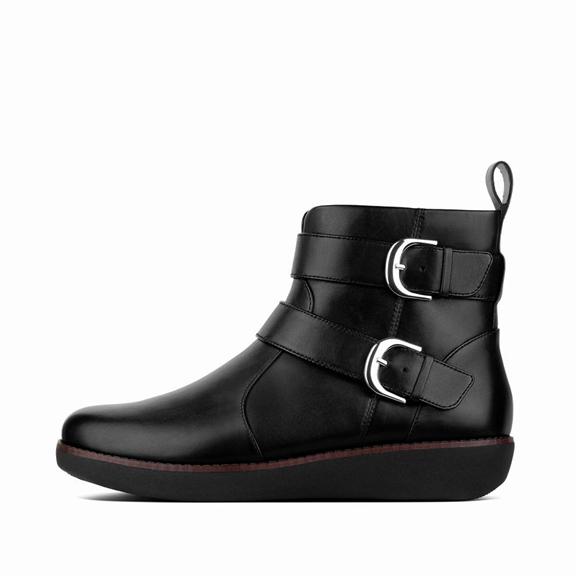 FitFlop Women's LAILA Leather Ankle Boots - Black (MWFTV-3254)